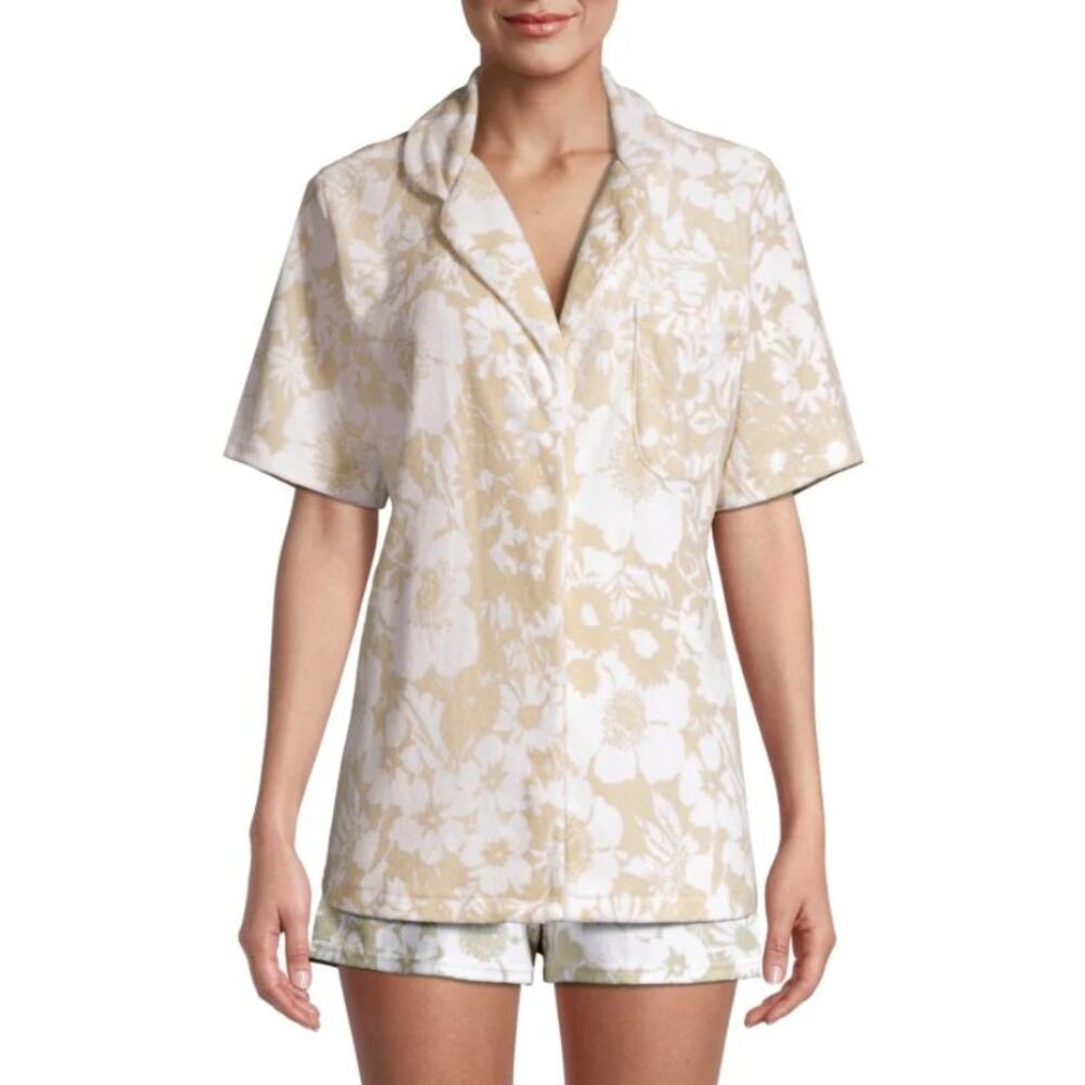 Faithfull The Brand Beige 'Montina' Caronia Floral Print Cotton-Terry Shirt